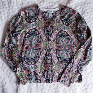 LOFT cardigan lightweight sweater paisley floral